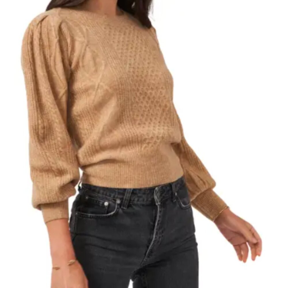 1. State Variegated NEW Women's Cables Crew Sweater